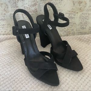 Cape Bobbin black heels great condition suede type material size 10M